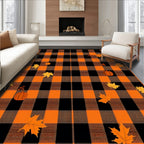 Orange Black Plaid Cozy Fall Rug(Black)