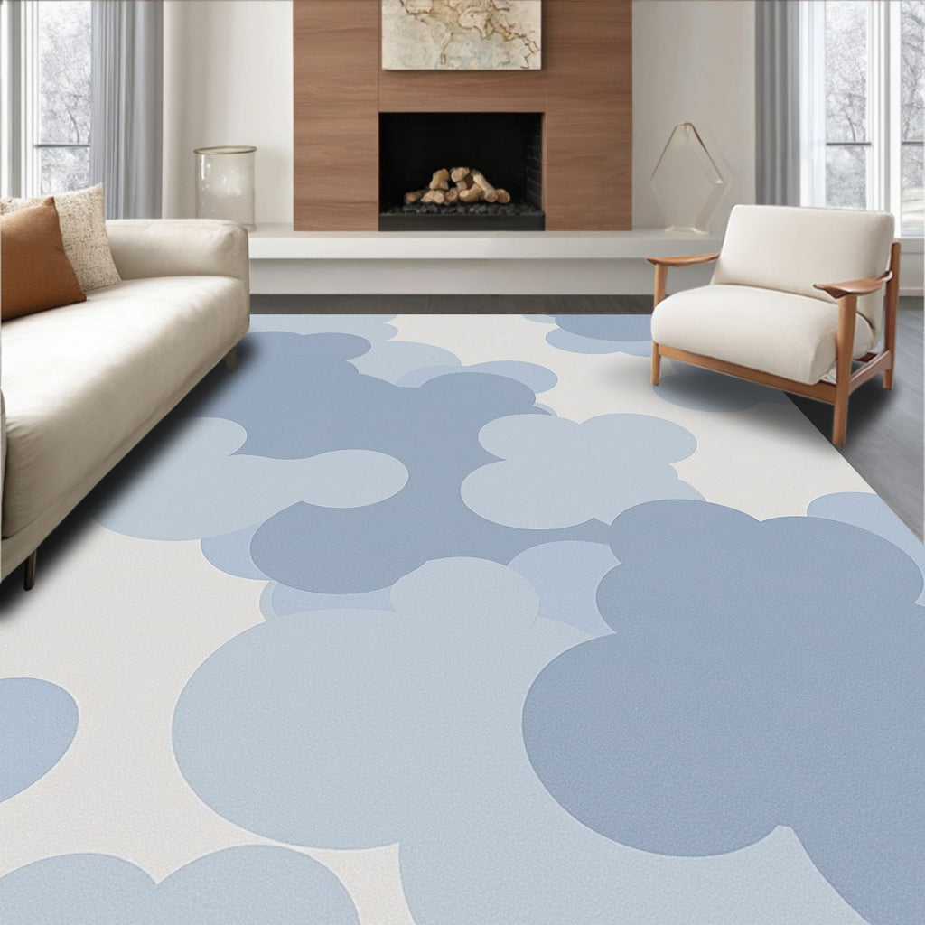 Blue Cloud Pattern Serene Modern Rug(Blue)