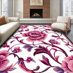 Elegant Pink Floral Vines Rug(Mauve)