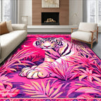 Vibrant Pink Tiger Jungle Rug(Pink)