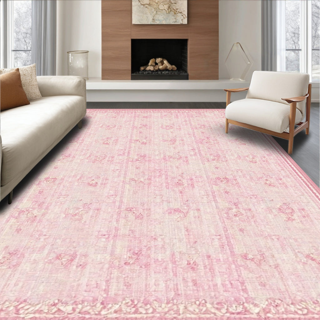 Pink Vintage Floral Romantic Rug(Pink)