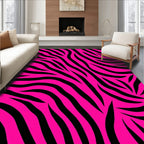 Vibrant Pink & Black Zebra Print Rug(Pink)
