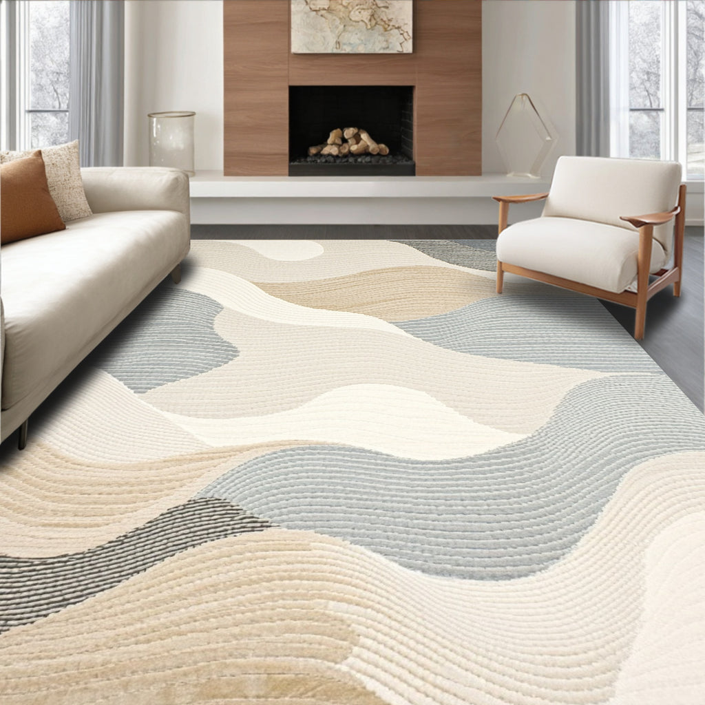Beige Gray Wavy Serene Rug