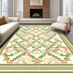Cheerful Green Geometric Lattice Rug(Green)