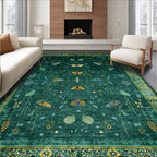 Teal Insect & Floral Whimsical Rug(Green)