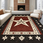 Rustic Red & Brown Star Rug(Red)