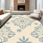 Beige Blue Snowflake Cozy Winter Rug(Beige)