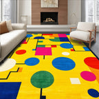 Bright Yellow Geometric Playful Rug
