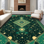 Teal & Gold Cosmic Mystical Rug(Green)