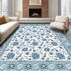 Serene Blue Floral Vine Rug(Blue)