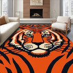 Vibrant Orange Tiger Print Rug(Orange)