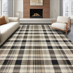 Neutral Plaid Cozy Rug(Beige)