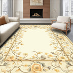 Cream Floral Scroll Elegant Rug(Beige)