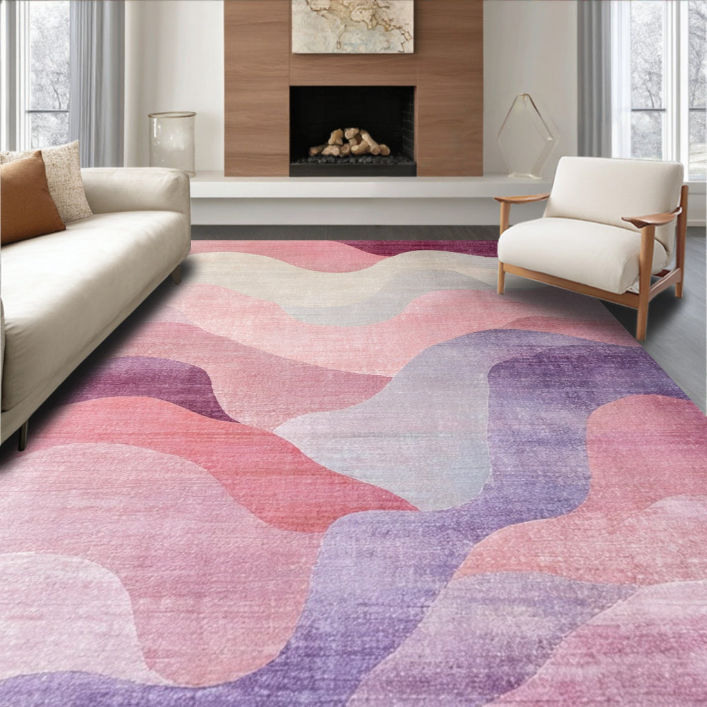 Dreamy Pastel Pink-Purple Wavy Rug