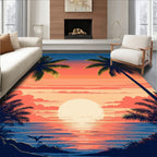 Serene Warm Sunset Palm Trees Rug