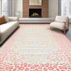 Vibrant Coral Leopard Print Rug(Pink)