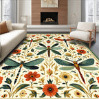 Vibrant Earth-Toned Insect Floral Whimsical Rug(Yellow)