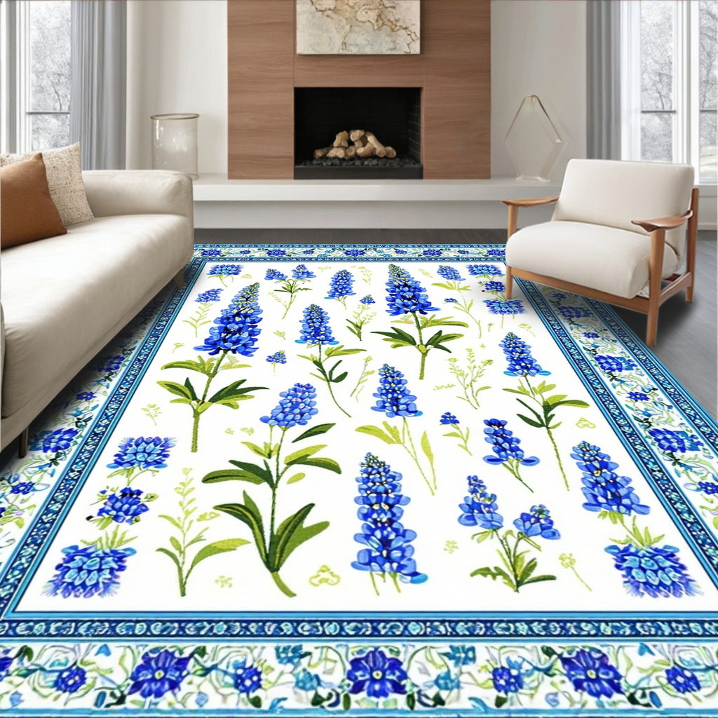 Fresh Blue Botanical Rug(Blue)