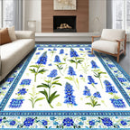 Fresh Blue Botanical Rug(Blue)