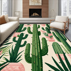 Green & Pink Cactus Cheerful Rug