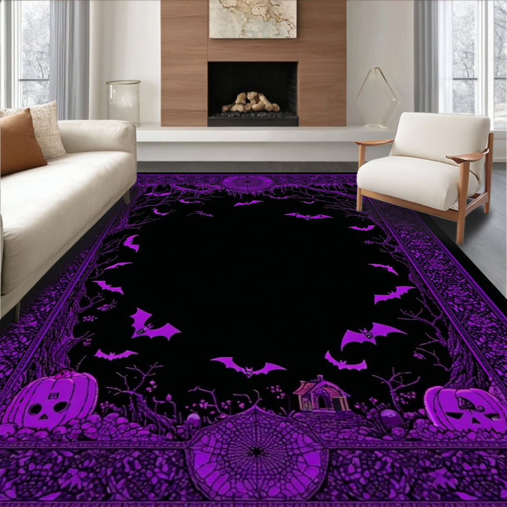 Purple Spooky Halloween Pattern Rug(Purple)