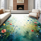 Soft Teal Floral Tranquil Rug