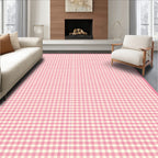 Cheerful Pink Gingham Rug(Pink)