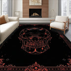 Black & Red Ornate Skull Moody Rug(Black)