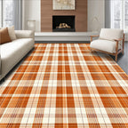 Orange Plaid Cozy Rustic Rug(Orange)