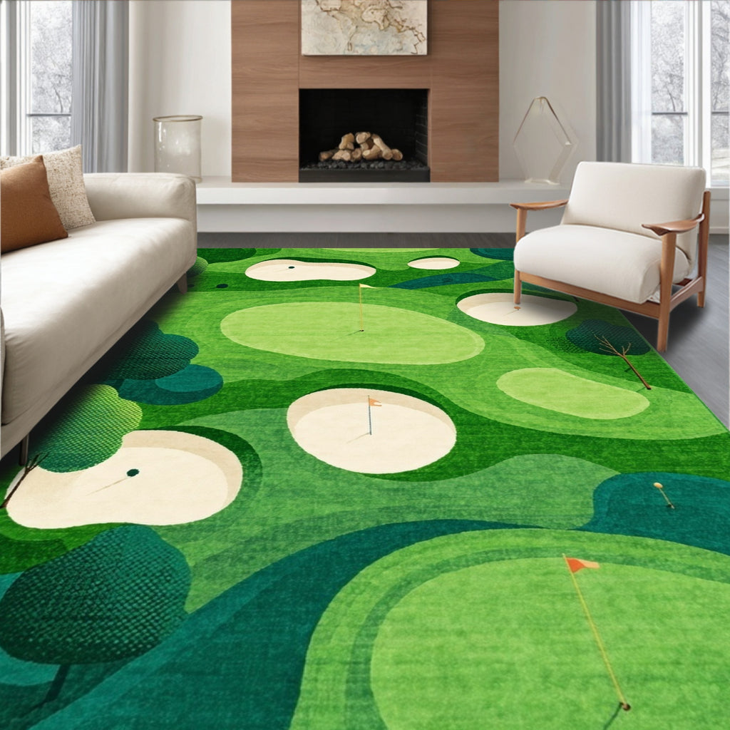 Vibrant Green Golf Course Rug(Green)