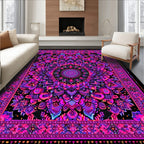 Vibrant Pink-Purple Intricate Mandala Energetic Rug(Pink)