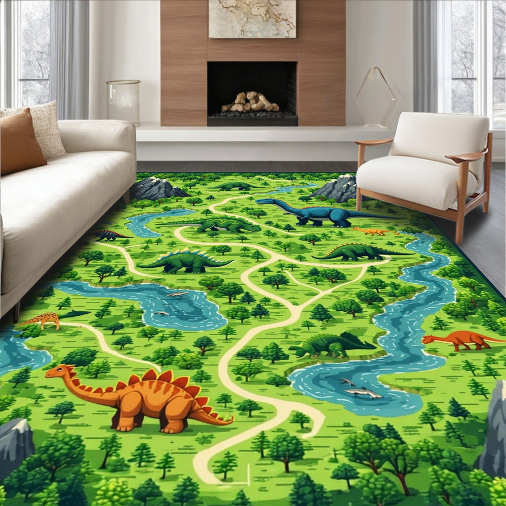Green Dinosaur Adventure Rug(Green)
