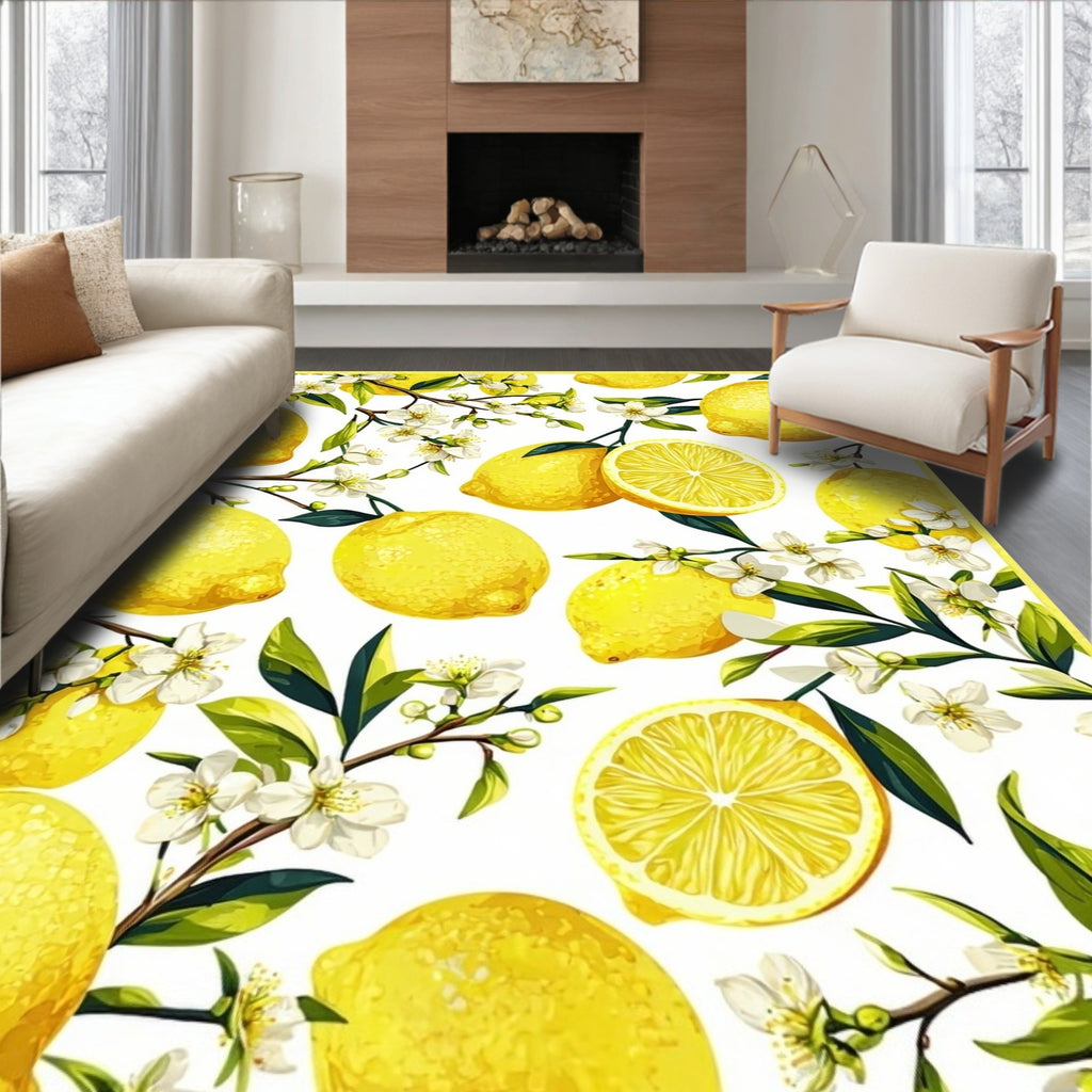 Cheerful Yellow Lemon Blossom Rug(Yellow)