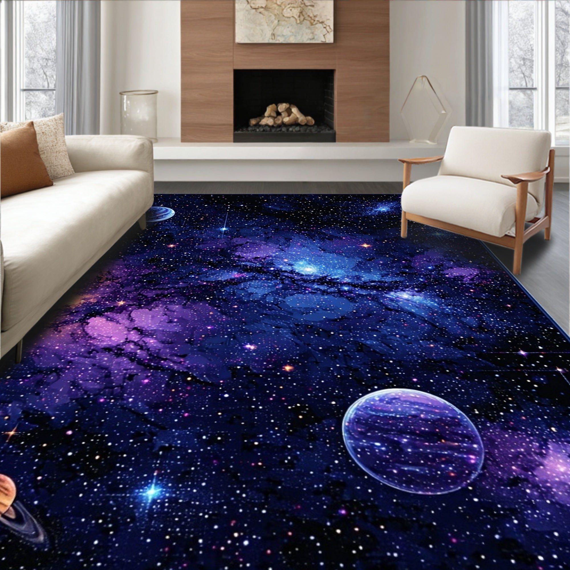 Deep Blue Purple Cosmic Dreamy Rug(Blue)
