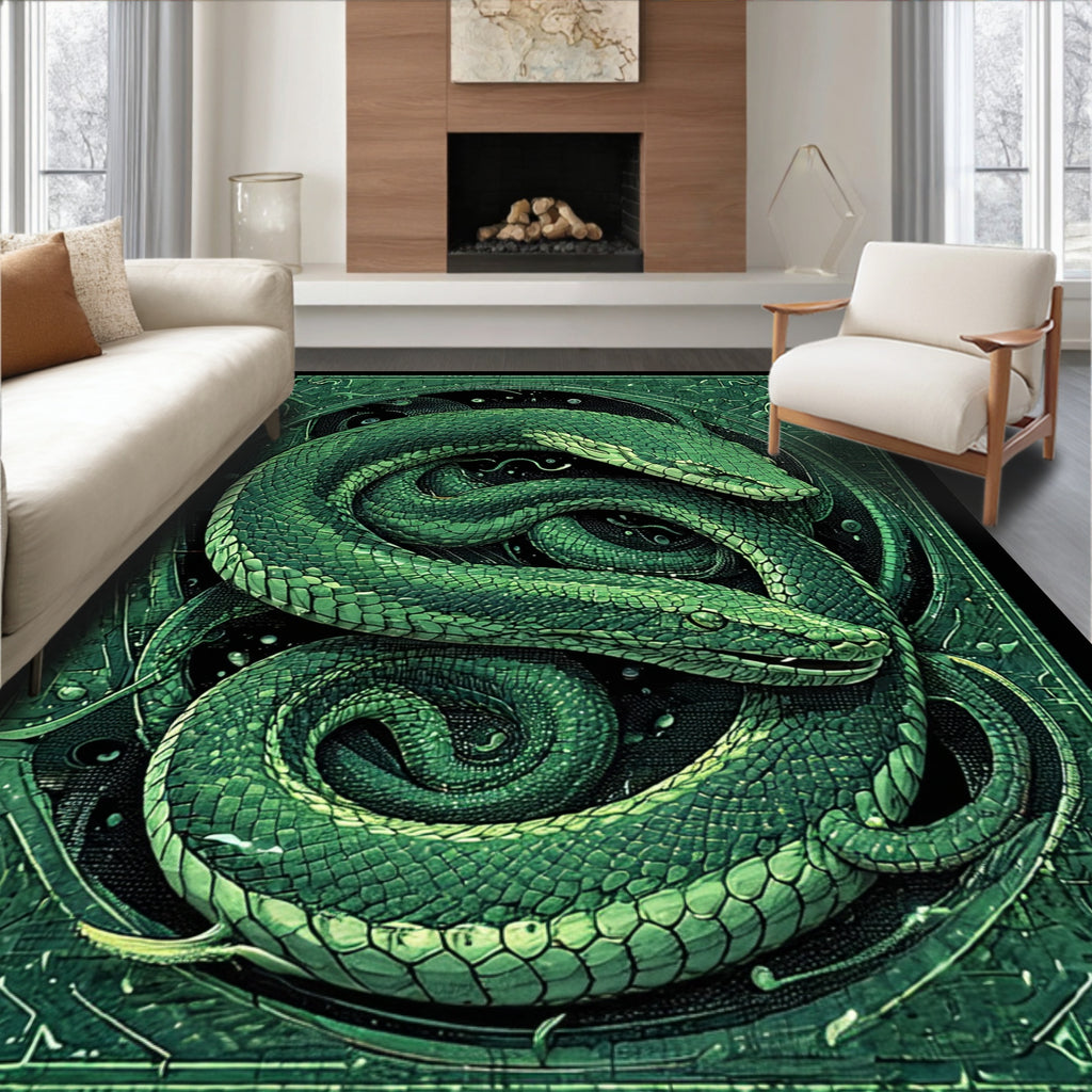 Mystical Green Snake Pattern Rug(Green)