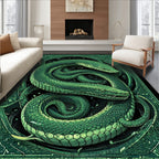 Mystical Green Snake Pattern Rug(Green)