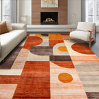 Rust Orange Geometric Vibrant Rug