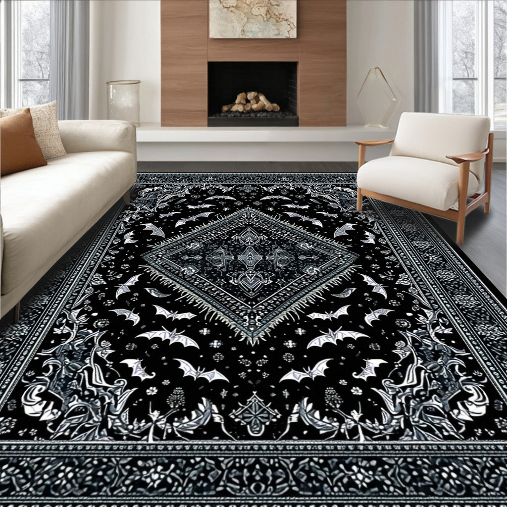 Black Bat-Intricate Mystical Rug(Black)