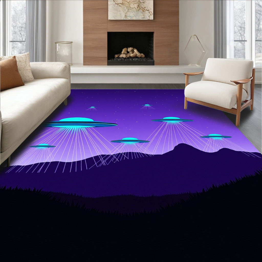 Purple Cosmic UFO Beam Rug