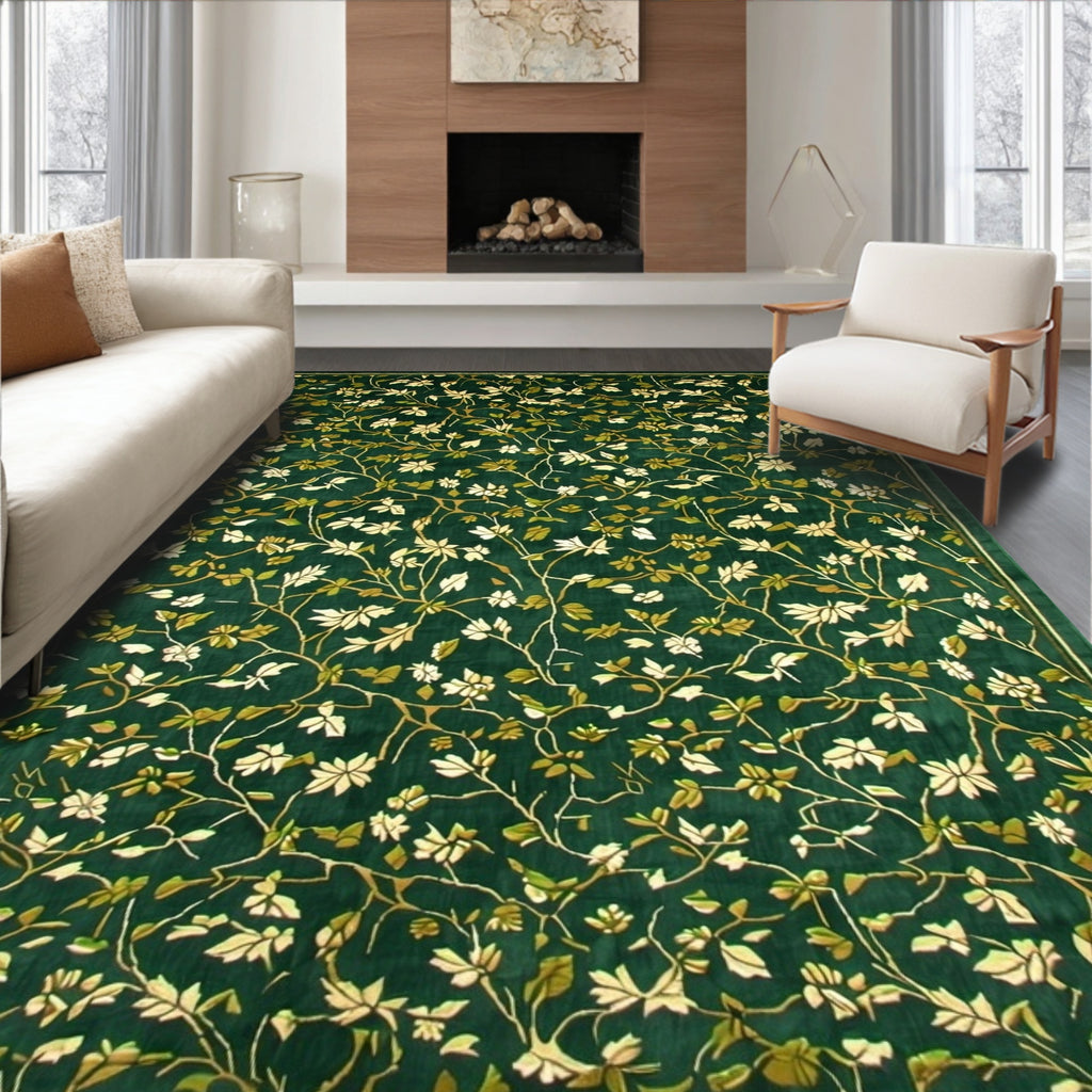 Emerald Floral Vine Tranquil Rug(Green)