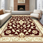Rich Burgundy Floral Ornate Rug(Red)
