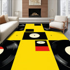 Bright Yellow Retro Vinyl Geometric Rug