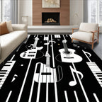 Black & White Music-Themed Vibrant Rug
