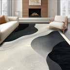 Sleek Black & White Wavy Rug(Black)