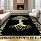 Mystical Black Gold Celtic Tree Rug(Gold)