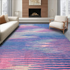 Blue Pink Flowing Striped Serene Rug