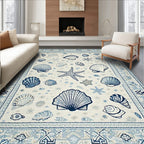 Coastal Blue Seashell Starfish Rug(Blue)
