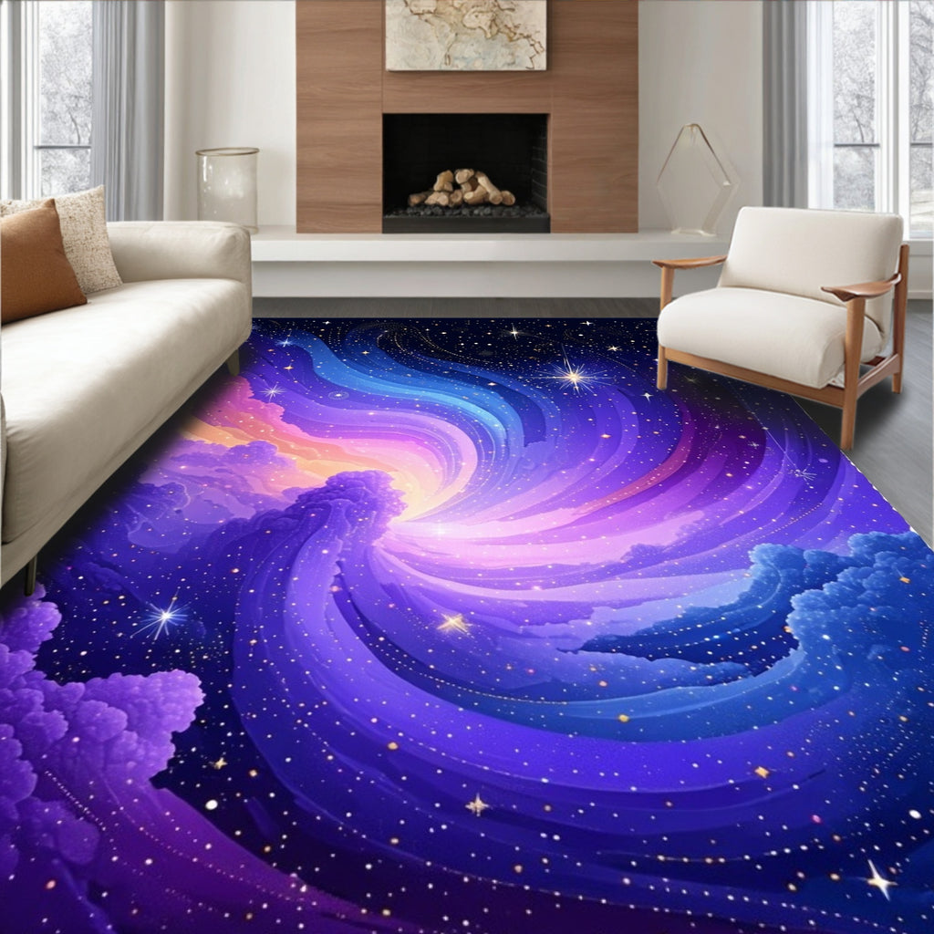 Dreamy Purple Blue Swirl Rug(Purple)