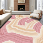 Blush & Beige Abstract Wave Serene Rug(Pink)