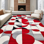 Bold Red Abstract Geometric Rug
